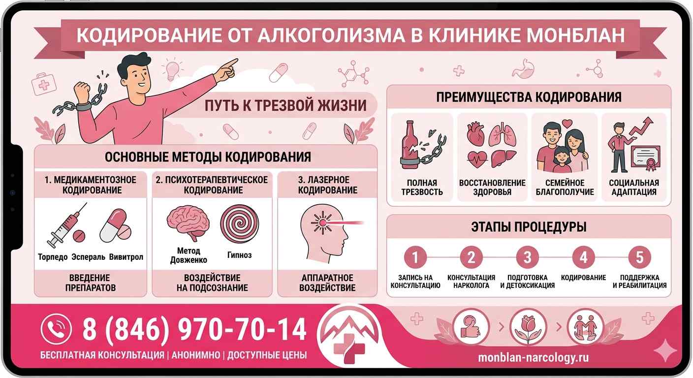 Инфографика услуги кодирование по Довженко
